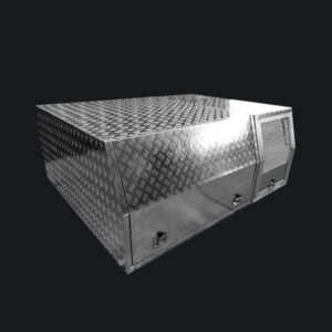 Dual cab part tray canopy with full dog box