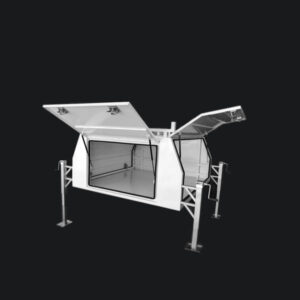 White powder coated dual cab jack off canopy 1800x1775x860 with ladder racks