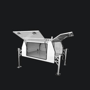 White powder coated aluminium jack off canopy 1650x1770x860 with dual ladder racks