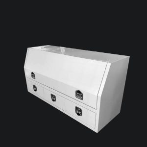 White powder coated toolbox with 3 drawers