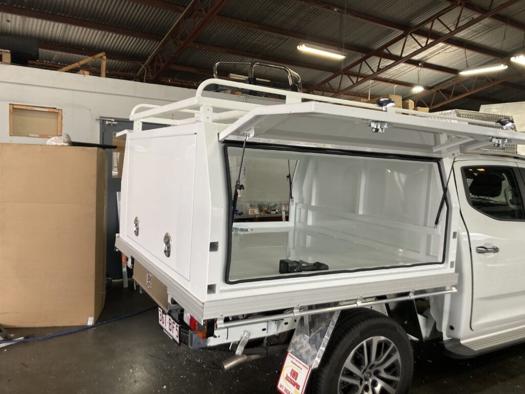 White powder coated ute canopy